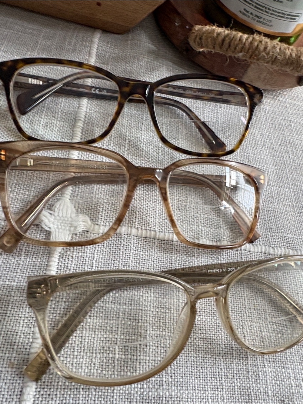 Three-Pair Stylish Eyeglass Frame Set - Tortoise & Neutral Beige